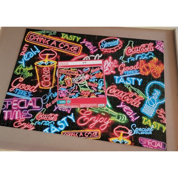Coca-Cola Neon Jigsaw Puzzle 1000 pc Buffalo Games Complete - Picture 1 of 7